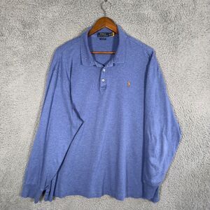 Polo Ralph Lauren Long Sleeve Polo Shirt Mens XXL Blue Classic Fit Pony Preppy